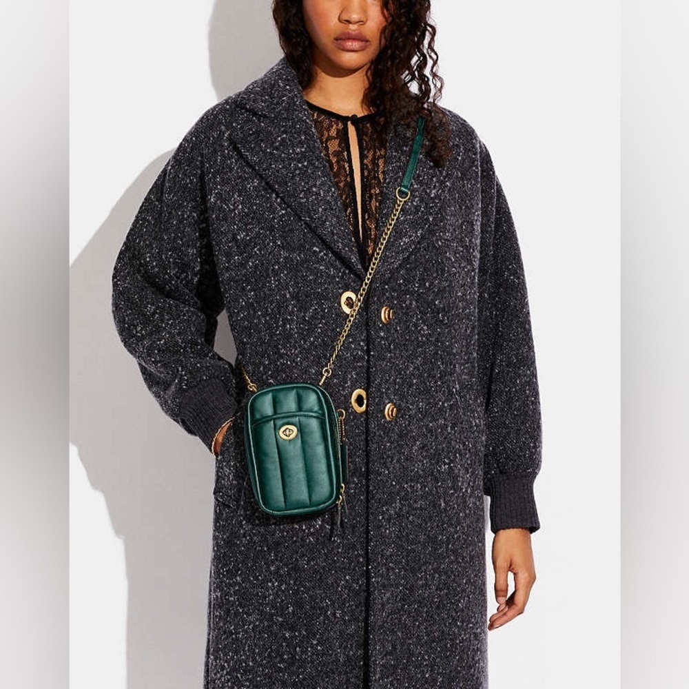 Coach Metallic Green Tall Camera Bag W/ Quilting Hard To Find NWT MSRP: $325.00 - Picture 3 of 16